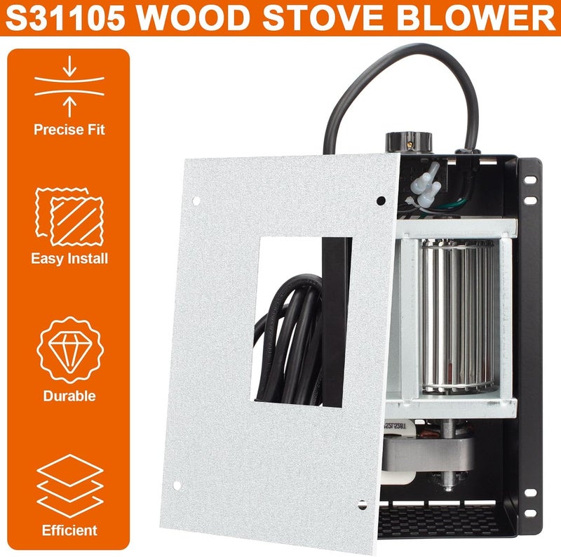 DELSbbq S31105 Speed Variable Fireplace Blower Fan for GHP Group,Monessen, Majestic (MHSC Brands), Majestic Dutchwest Windsor, CFM US Century Plate Steel Freestanding Wood Stove Fireplace, Wood Stove Blower - Image 2
